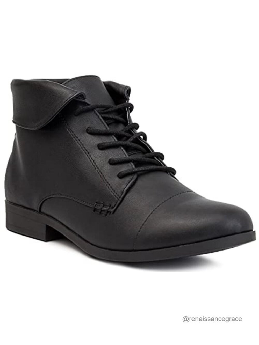 Women's Faux Leather Lace Up Ankle Booties Memory Foam Cushioned Dress Boots